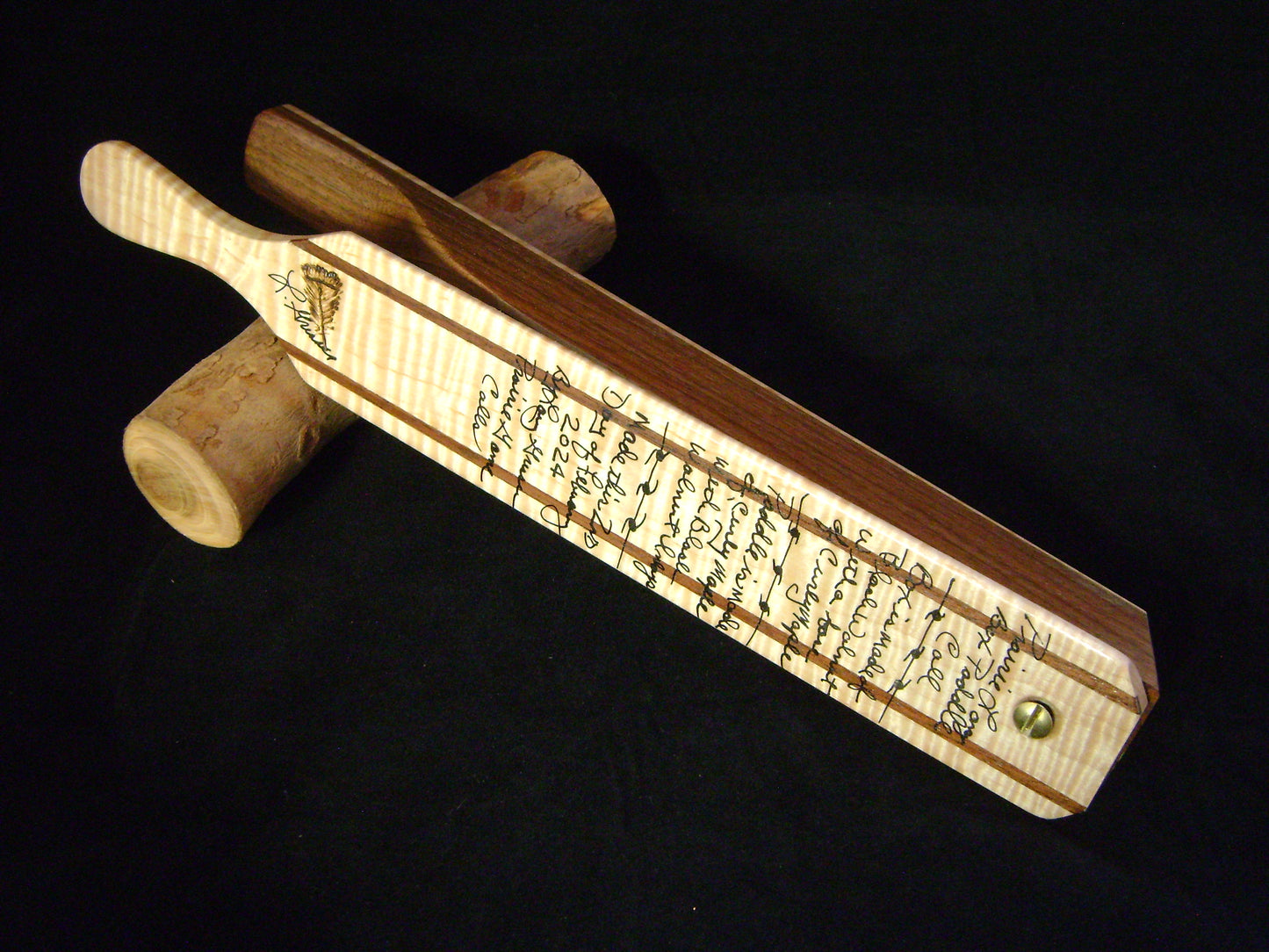 Black Walnut and Curly Maple Long Box Paddle Call