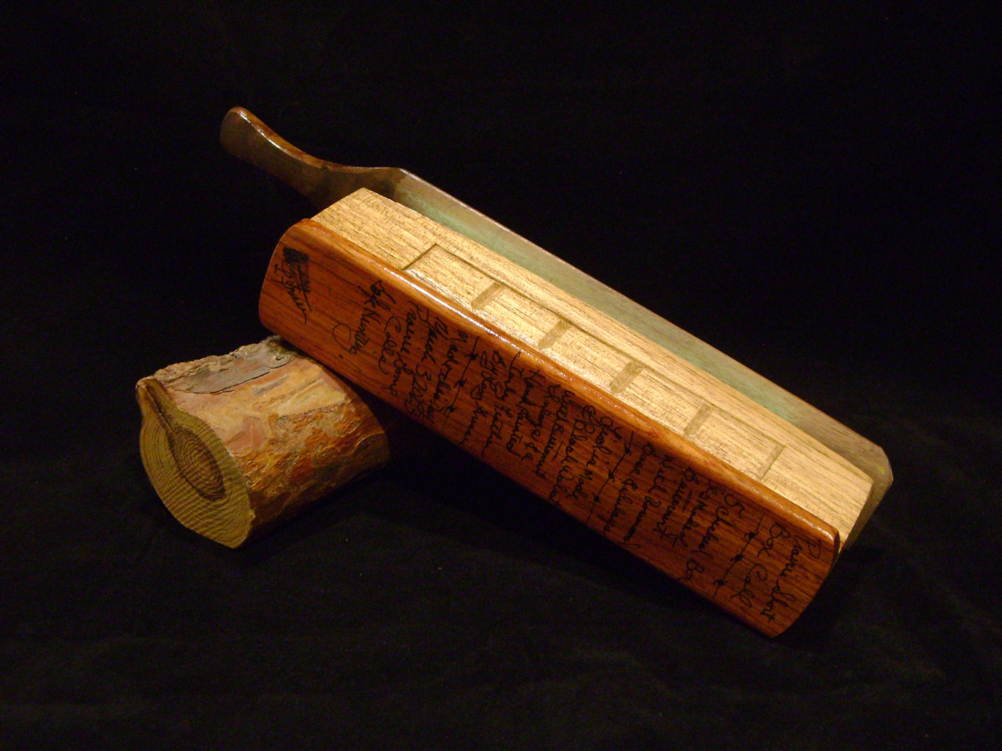 5 Checked Hand Painted Butternut and Walnut Short Box Call